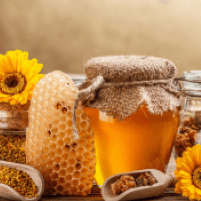 Honey jar with flowers
